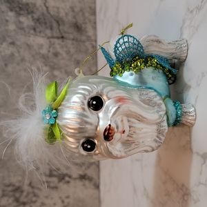 Rare Jim Marvin Glass Blown Maltese Puppy Dog Christmas Ornament